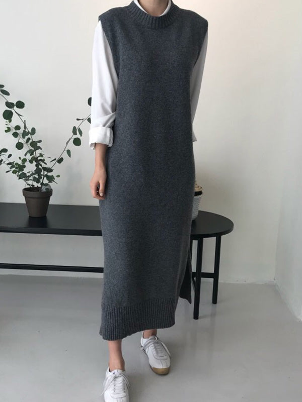 Urban Black Round-Neck Sleeveless Knit Dress QX017 shopify