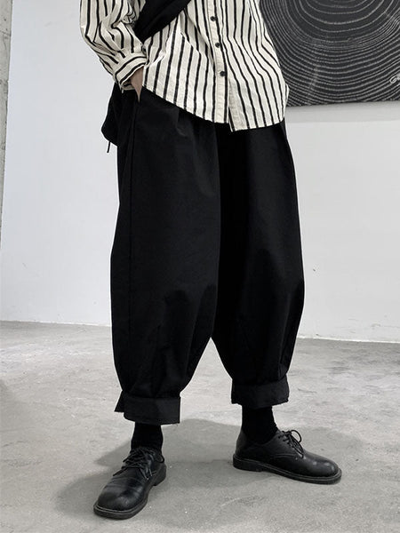 Simple Coffee Elasticity High-Waisted Pockets Pleated Harem Pants WS009 shopify