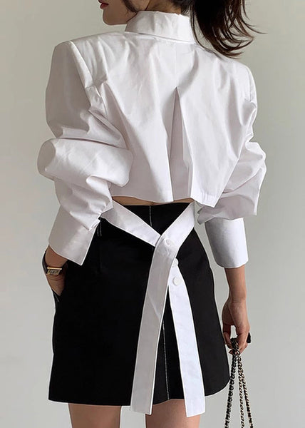 Blouses Lace Back Cotton Shorts White Beautiful Up Spring FashionChic