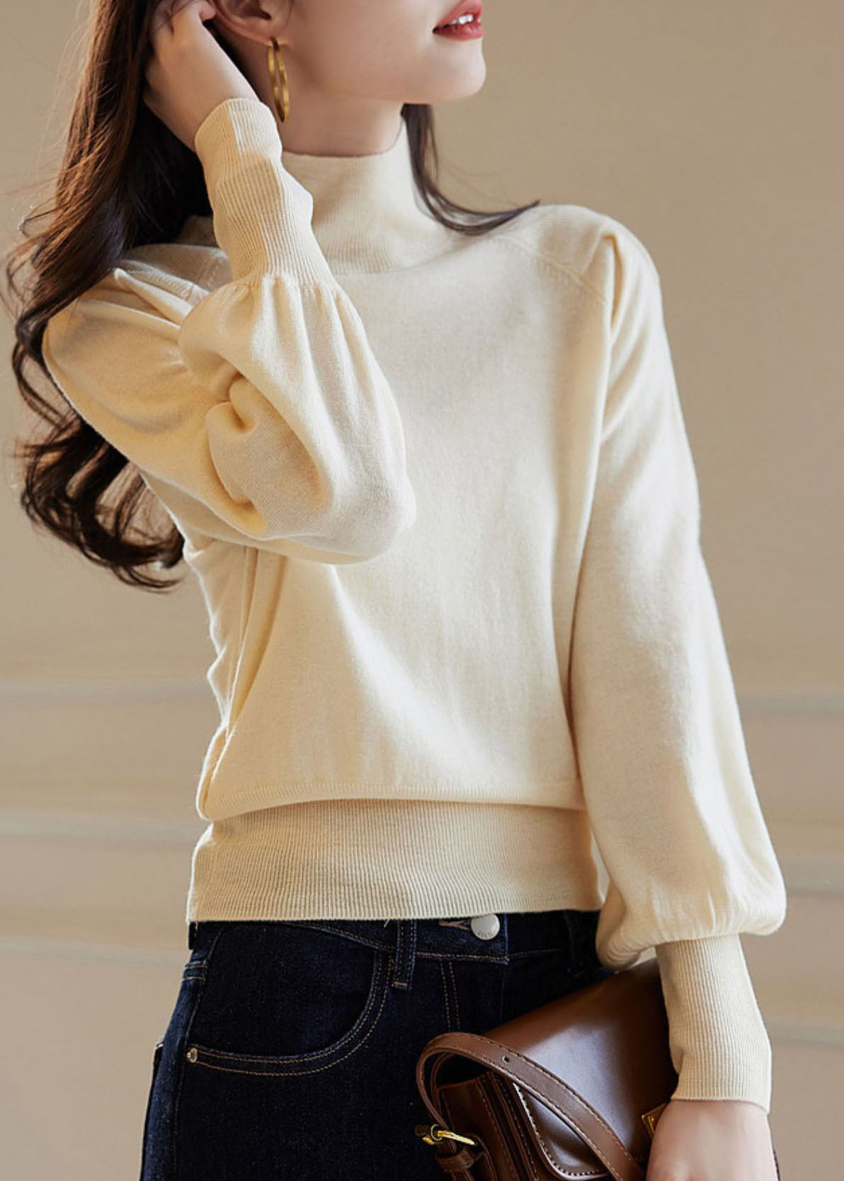 French Red High Neck Warm Cashmere Sweater Winter WS008 GD-NTP221212