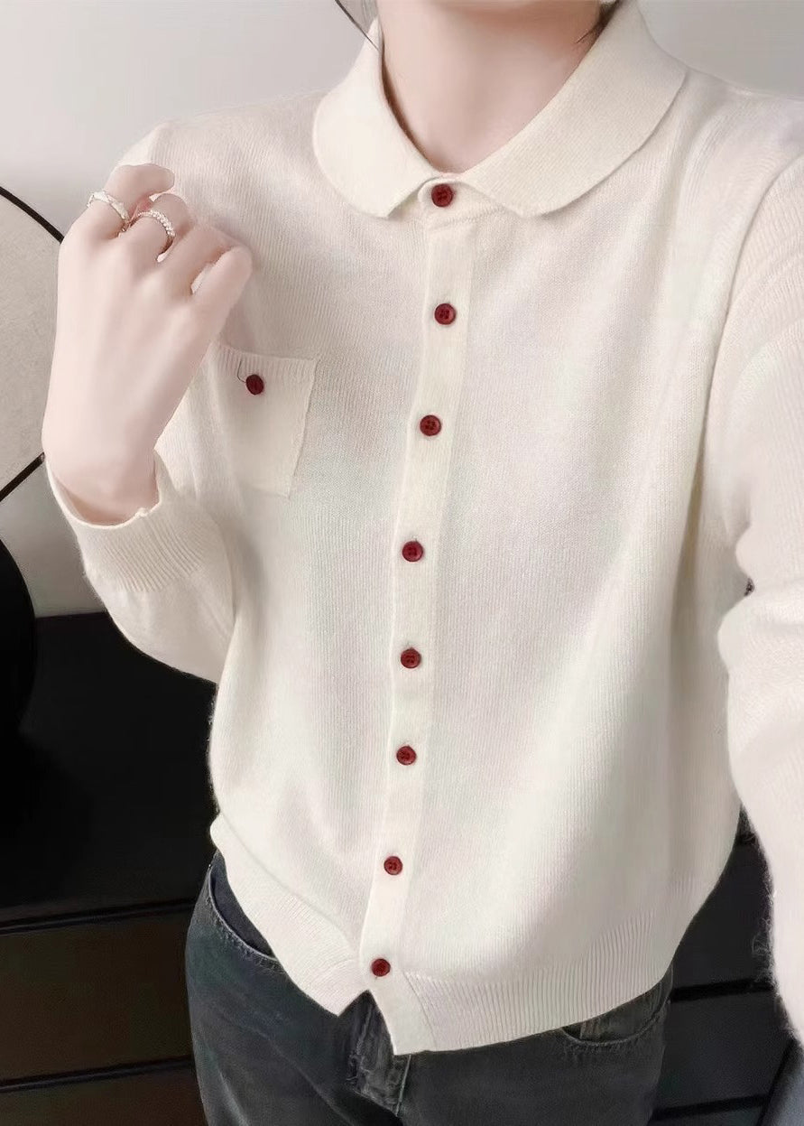 Women Purple Peter Pan Collar Button Knit Sweater Fall QX036 shopify