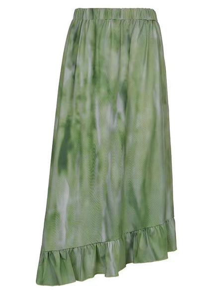 Beautiful Green Wrinkled Patchwork Print Cotton Skirt Spring AZ1025 shopify