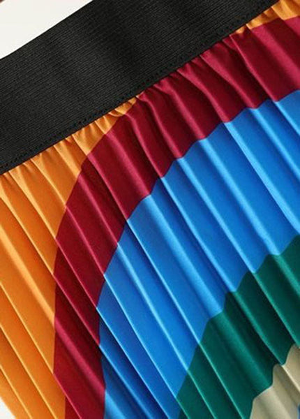 Unique Rainbow Wrinkled Striped Chiffon Skirt Summer AZ1034 shopify