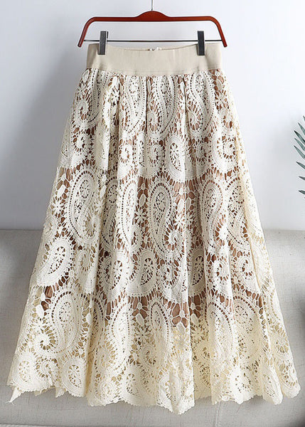 Women Black Hollow Out Elastic Waist Lace Skirts Spring TT1037 shopify