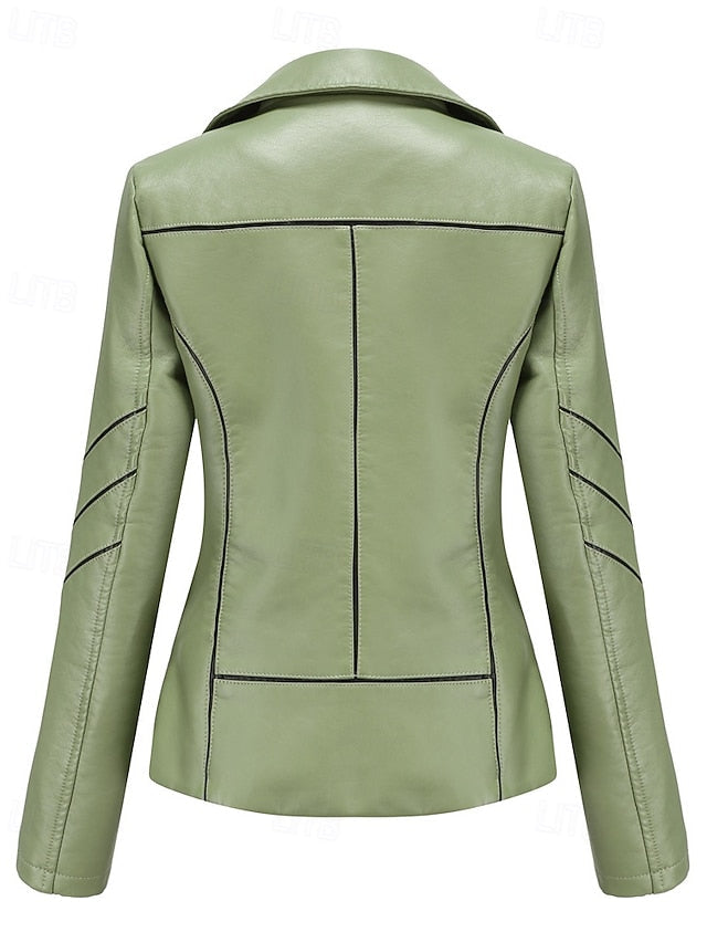 Faux Zipper Leather Comfortable Jacket Pocket Women's FashionChic