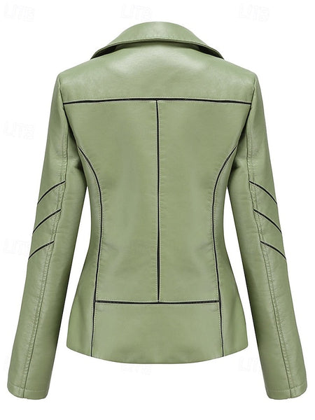 Women's Pocket Zipper Comfortable Leather Faux Jacket FashionChic