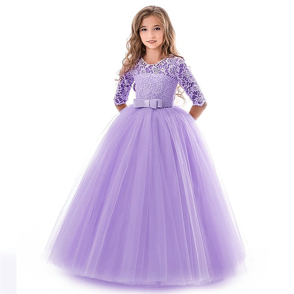 Wedding Flower Colored Girls' Girl Solid Dress Kids FashionChic