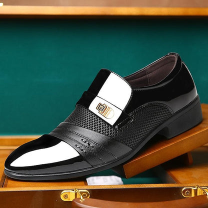 Dress Faux Patent Slip-On – Loafers Leather Formal Men's FashionChic