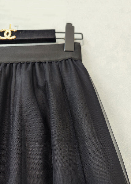 Italian Black Print Elastic Waist Tulle Skirt Spring RV009 ABC