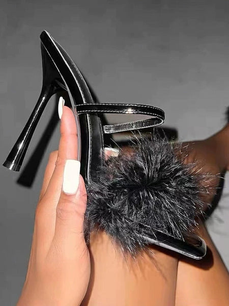 Heeled Sandals – Feathered High Bold Green FashionChic