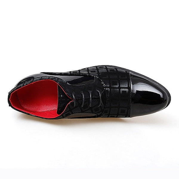 Heel Oxford Men's Patent Shoes and Red Leather Black Block FashionChic