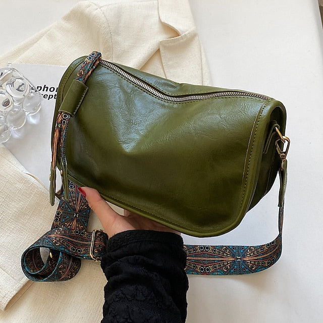 with Vintage Leather Bohemian Strap Handbag – PU Women's FashionChic