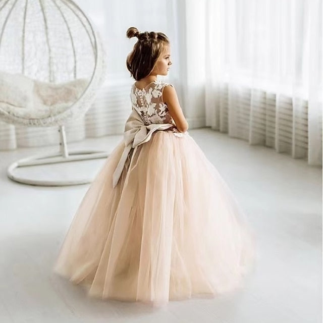 Girl Flower Dress Color Kids Girls' Solid Party FashionChic