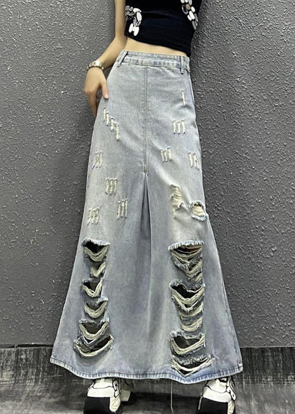Chic Light Blue Pockets High Waist Denim Skirt Summer EE014 shopify