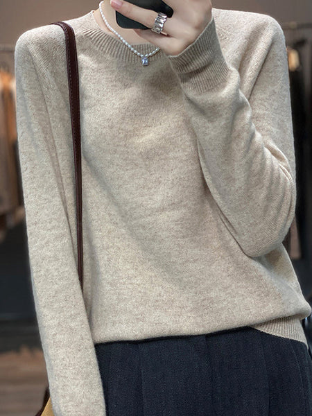 Casual Blue Round-Neck Long Sleeve Sweater AN1059 Genistyle Shop