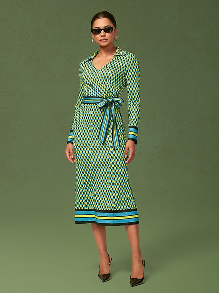 3D Geometric Stretchy Wrap Dress