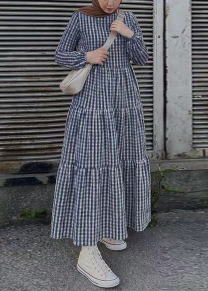 Cotton Dresses Simple Plaid Spring Maxi Green FashionChic