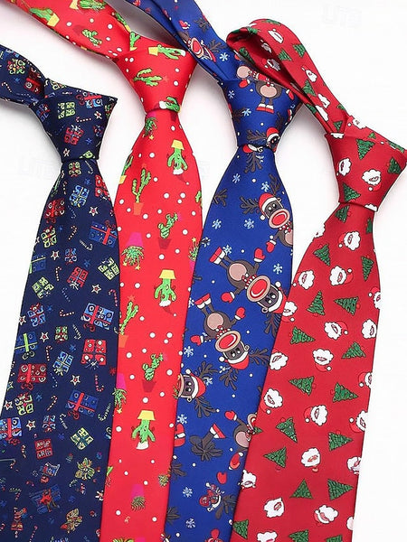 Fun Polyester Tree Men's Christmas Silk Santa – and Tie FashionChic