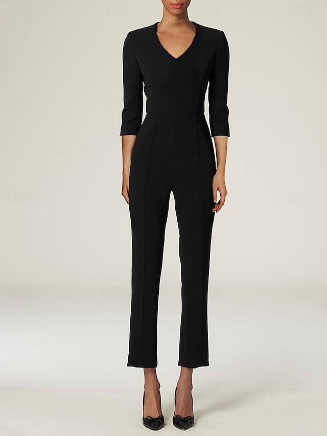 Simple the Elegant Mother Bride With Jumpsuit of Overskirt Dress FashionChic