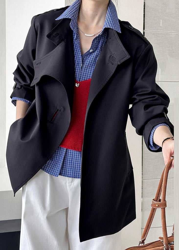 Black Button Cotton Coat Asymmetrical Long Sleeve AF1007 HS-CTS240914