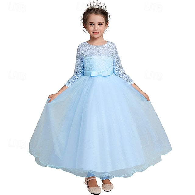 Girls' Flower Sleeve Kids Half Dress Girl Wedding FashionChic