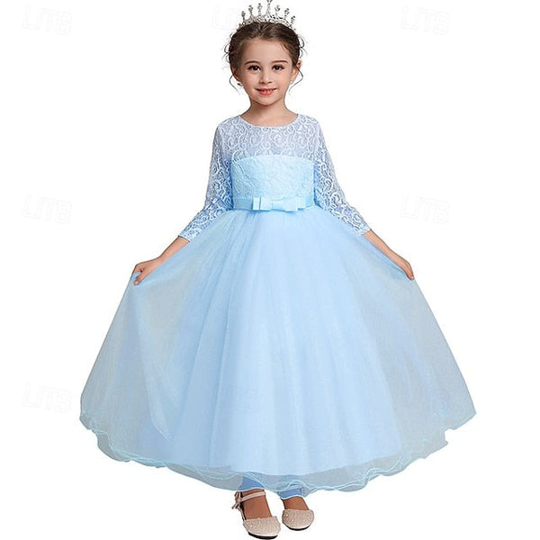 Girls' Flower Sleeve Kids Half Dress Girl Wedding FashionChic