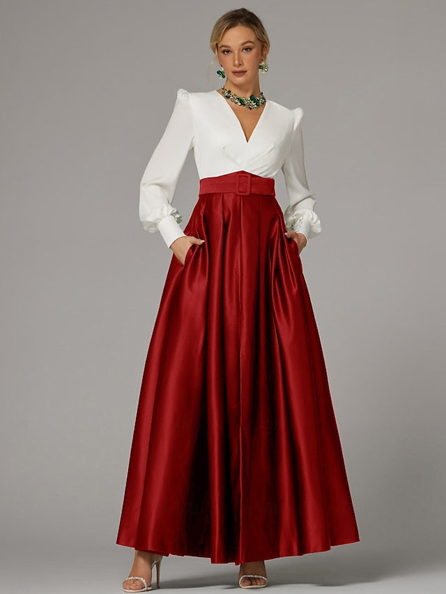 Gown Split Floor Evening Formal High Dress Wedding Guest A-Line FashionChic