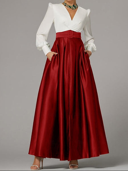 Wedding Guest Evening High Split Floor A-Line Formal Gown Dress FashionChic