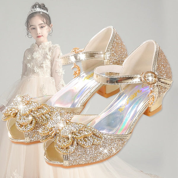 Bowknot – Glitter Sparkly Princess Silver Girls' Shoes FashionChic