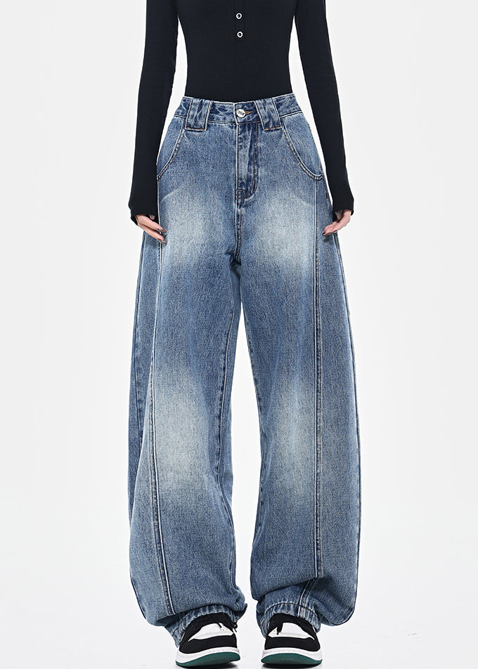 Pants Fashion Pockets High Spring Blue Patchwork Waist Denim FashionChic