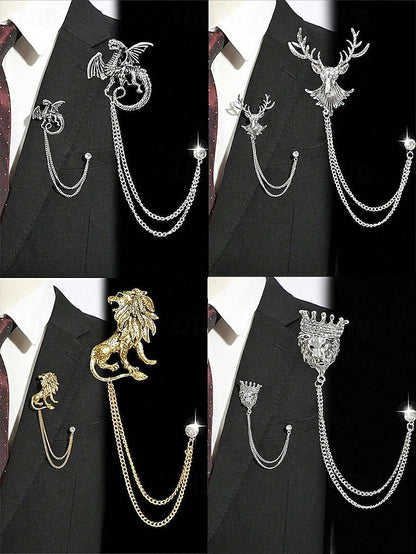 Men's Pin Brooch with Lapel Christmas Deer FashionChic