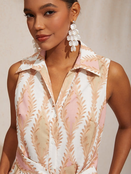 A Line Maxi Dress Shirt Collar Belted Pocket Vacation