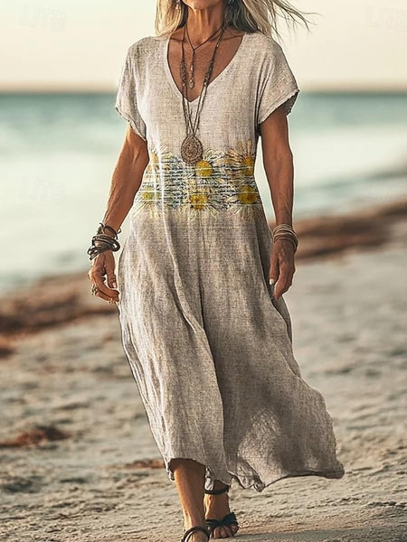 Women's Maxi Dress Paisley Dress Casual Dress Long Sleeve