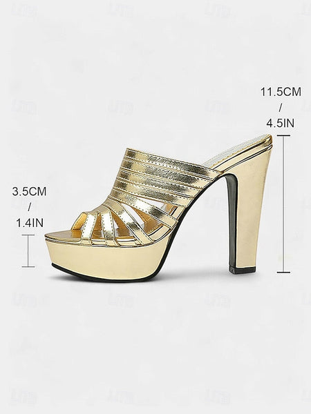 Open-Toe - Platform Mule Women's Heels Strappy White FashionChic