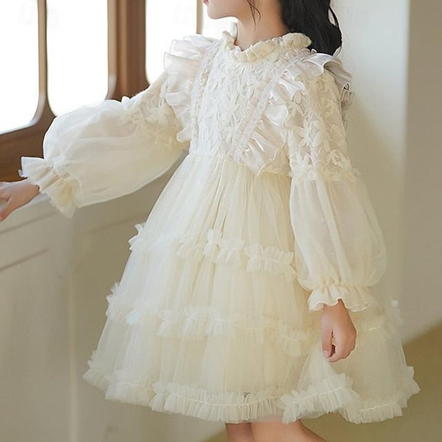 Flower Color Party Kids Girls' Girl Long Solid Dress FashionChic