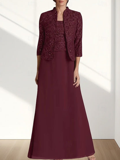 Two Mother Piece the A-Line Wedding Bride Guest of Elegant Dress FashionChic