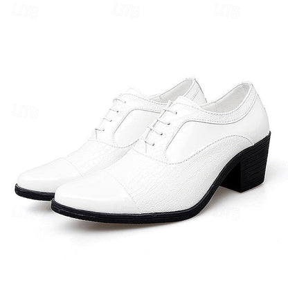 Men's Oxford Leather Pattern Faux Black Patent Crocodile FashionChic