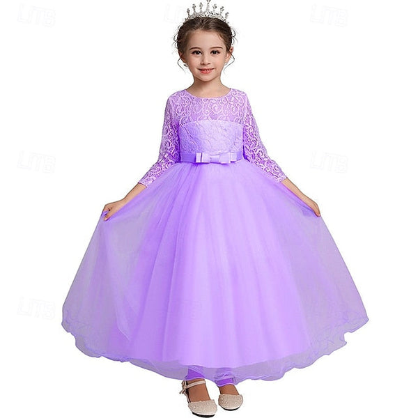 Girls' Flower Sleeve Kids Half Dress Girl Wedding FashionChic