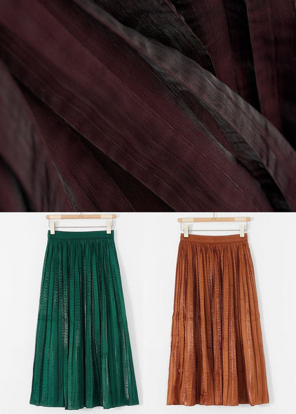 Women Caramel Wrinkled Patchwork Silk Skirts Summer AZ1020 shopify