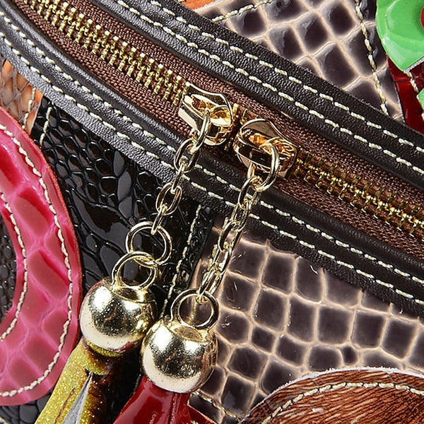 Women's Leather Shoulder Bohemian Colorful Patchwork - Bag FashionChic