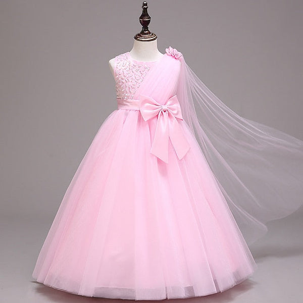 Dress Girls' Flower Colored Girl Kids Solid FashionChic