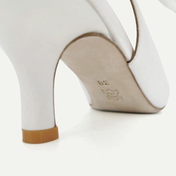 Tie Heels White with Pointed for - Toe Women Slingback Bow FashionChic