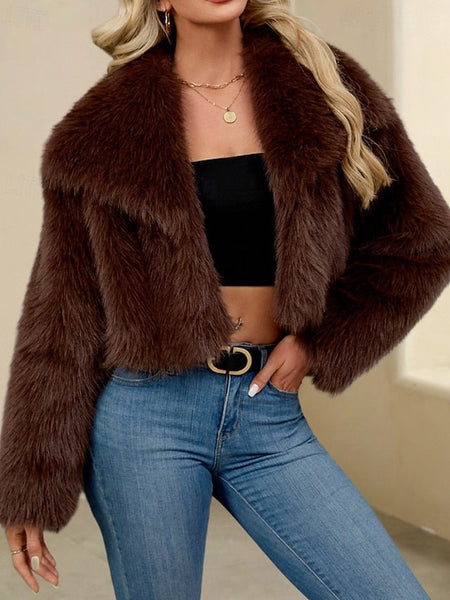 Women's Fur Leathers Furs Coat Warm Faux Comfortable FashionChic