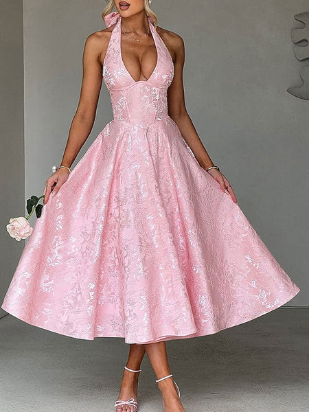 A-LineDress Jacquard Dress Semi Formal Cocktail Dress Wedding