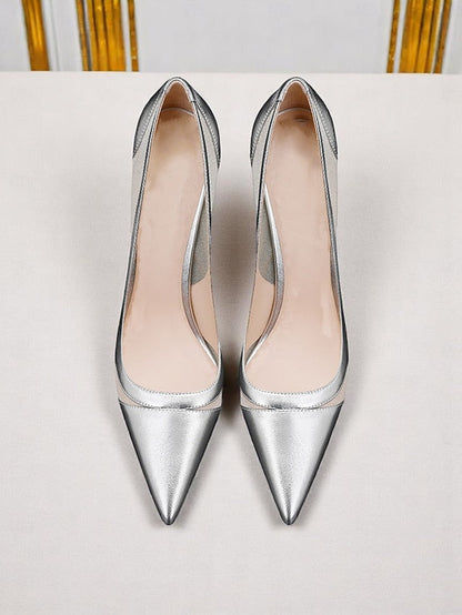 Detailing Suede Women's with Nude Toe Pumps Pointed Mesh FashionChic