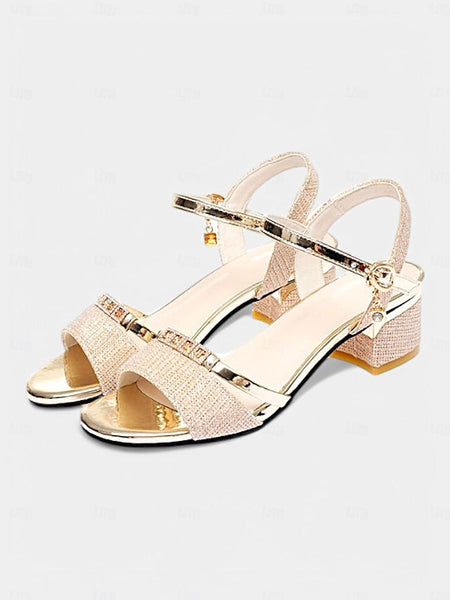 Sandals - Silver Rhinestone Elegant for Heeled Shoes Women Dress FashionChic