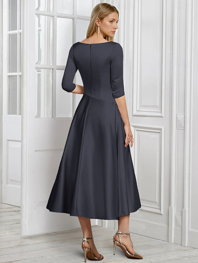 A-Line of the Dress Elegant V Neck Simple Bride Mother FashionChic