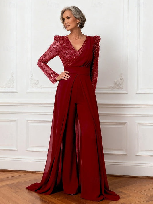 Bride the Dress of Elegant Shine Jumpsuits Sparkle Mother FashionChic