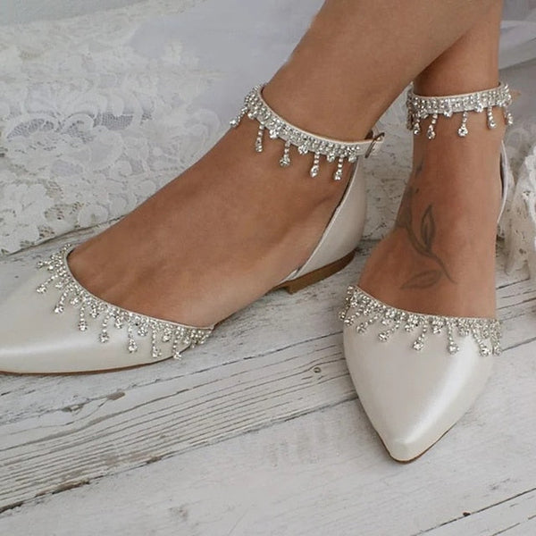 Wedding Women's Shoes Elegant Flats with – White Bridal FashionChic
