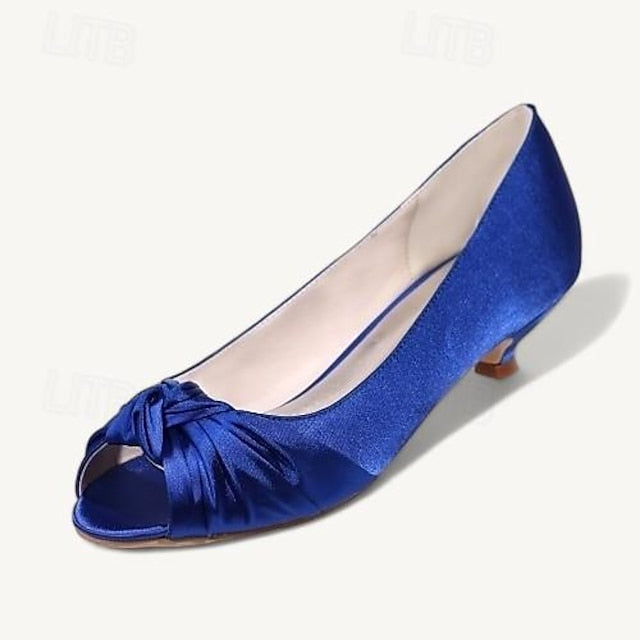 Kitten Satin Elegant Peep-Toe Heels Women's Pink - Blush FashionChic